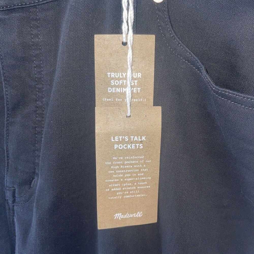 New Madewell Jeans 9" High Rise Skinny Women Size 36 Tall Long TENCEL Black - Picture 6 of 10